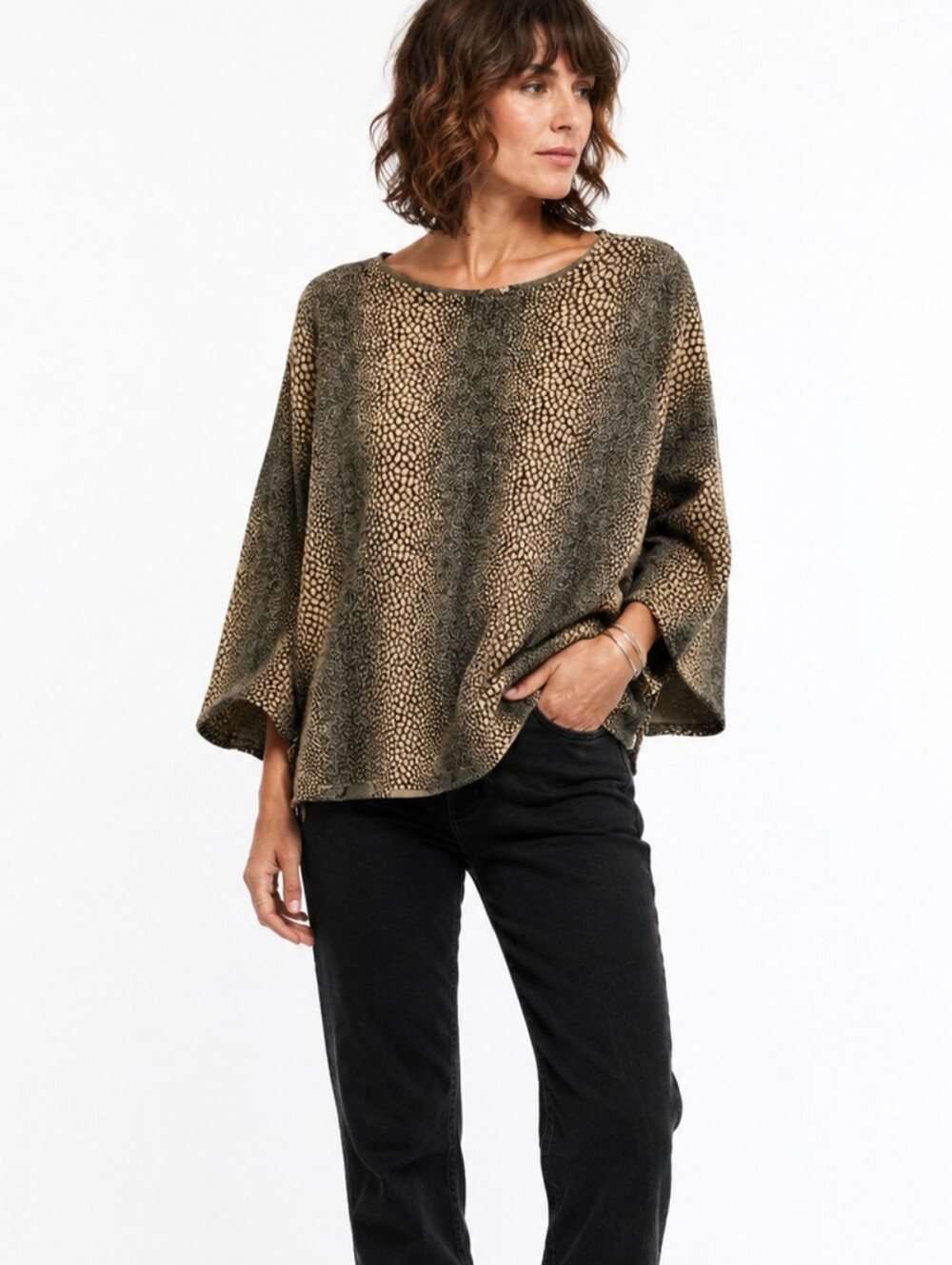 Vintage cheetah animal print knit top plus